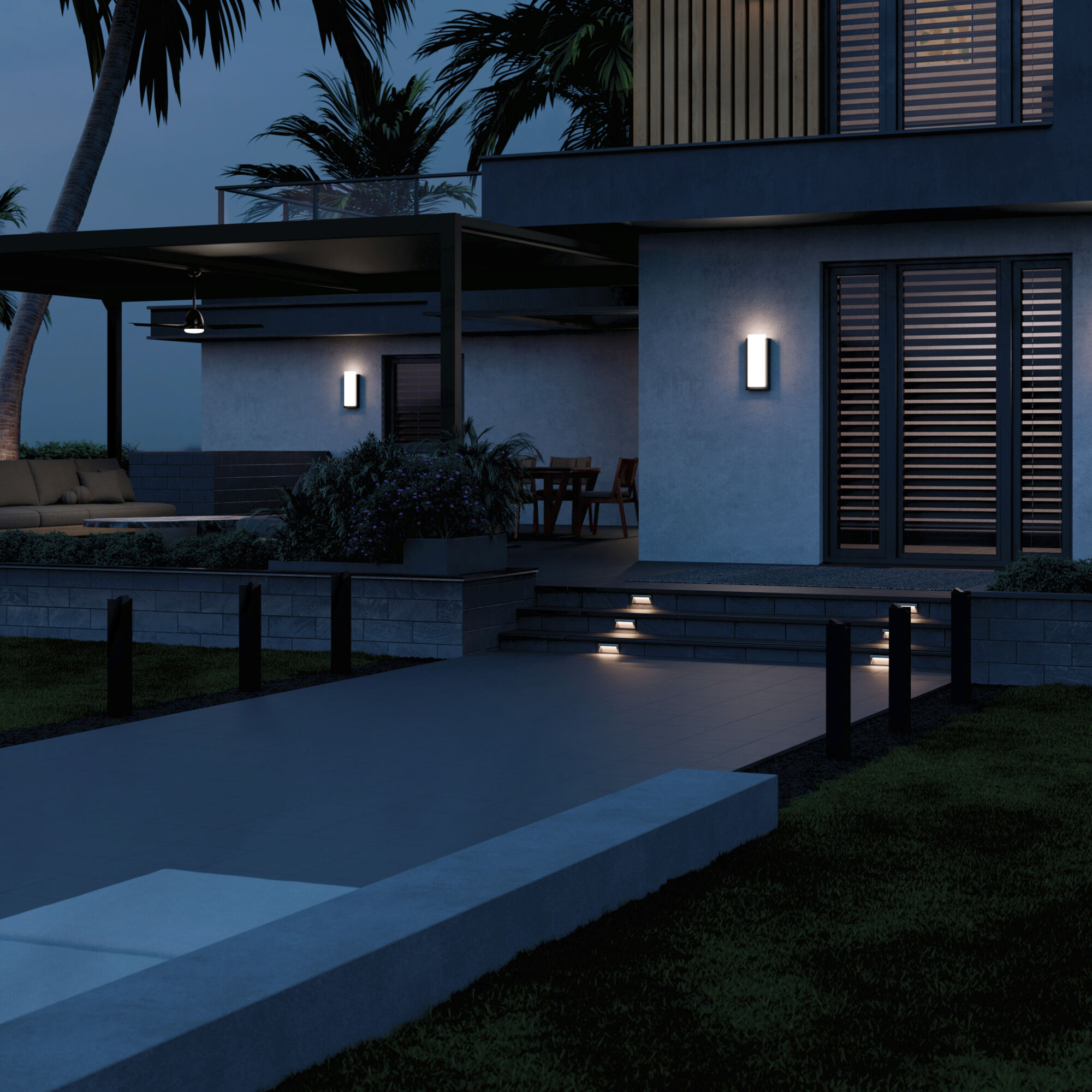 Independence 12 AC/DC 5 watt Textured Black Aimed Bollard in 3000K